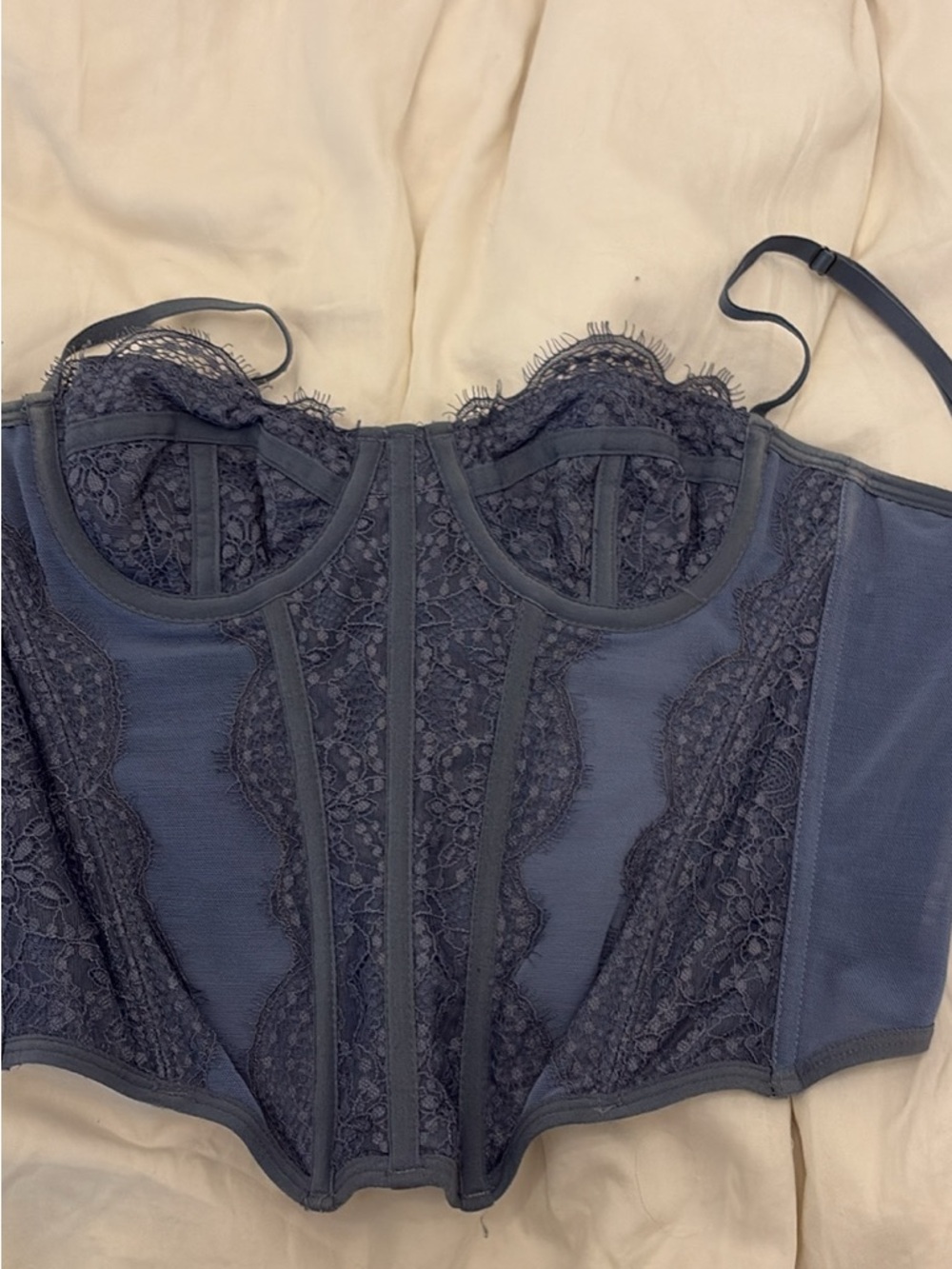 Urban Outfitters Lace Bustier Tank Top - Charcoal
